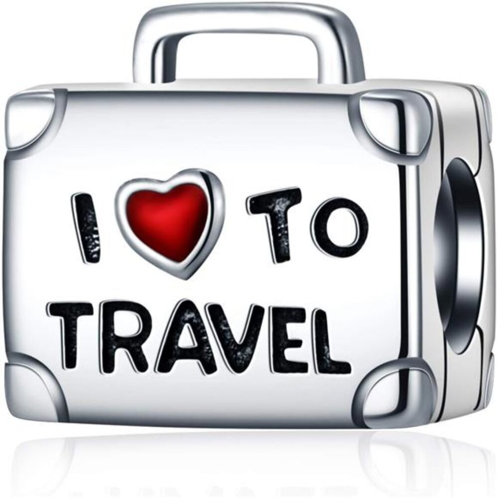 Sterling Silver Travel Charm Suitcase Hot Air Balloon Bus Passport Lighthouse Be